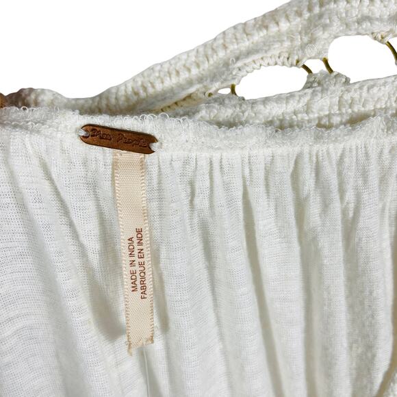 Nwt Free People Moonlight Gold Metal Ring Cochet Peasant Top Size XS - Picture 4 of 7